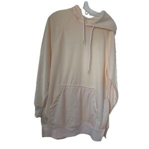 Warmy Oversized Womans Fleece Lined Hoodie Peach Cream Large Cotton Sweatshirt